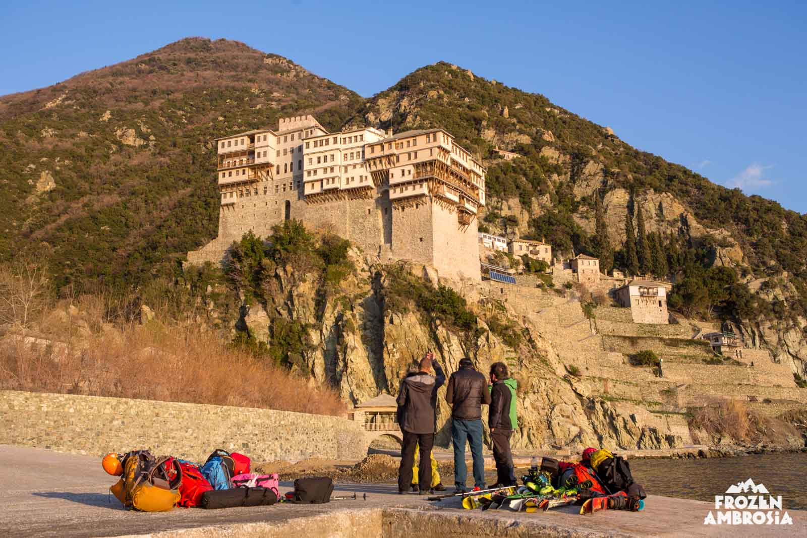 Arriving at Dionysiou Monastery on Mount Athos